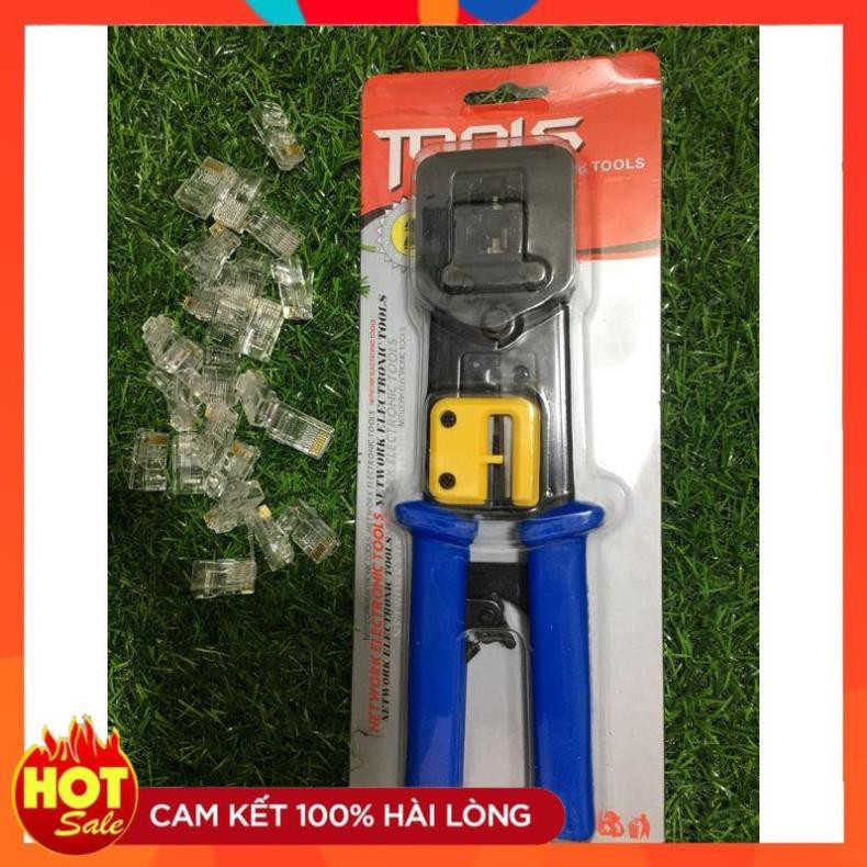 [Chính hãng] Combo (Kìm Bấm Mạng xuyên thấu TOOLS+ Hộp 100 hạt mạng xuyên thấu AMP)