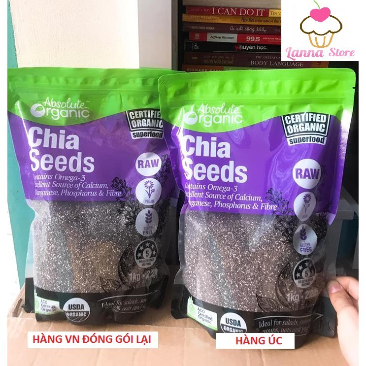 [HÀNG CHUẨN TẶNG BÚT SOI LOGO] Hạt chia Seeds Úc Absolute Organic - nội địa Úc