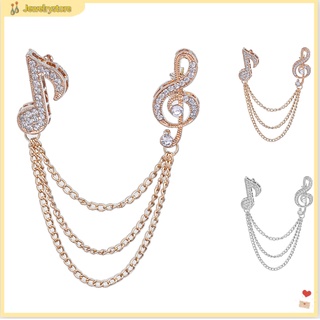 (jewelrystore) Ghim cài áo hình nốt nhạc đính kim cương giả sang trọng