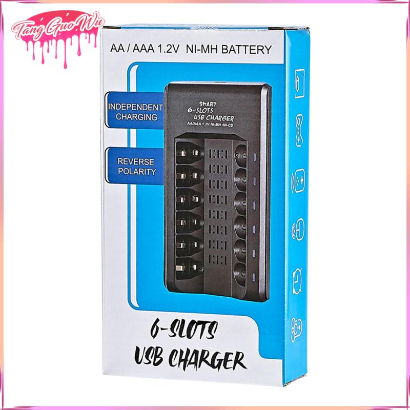 Bộ Sạc Pin AA / AAA 6 Ngăn Tự Động Bảo Vệ Cho Pin LI-Ion