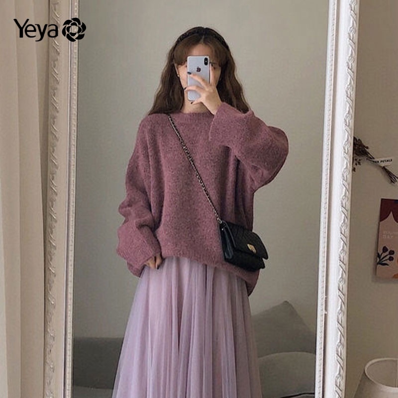 Áo sweater YEYA chui đầu phong cách mới cho phụ nữ tuổi trung niên