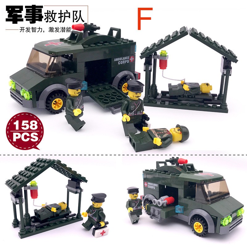 Bộ 6 Mô Hình Xe Tải Lego Tự Lắp Ráp Cho Bé