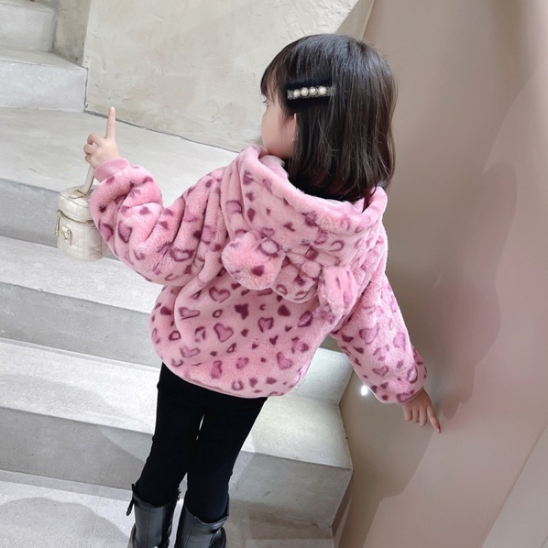 Áo Khoác Lông Màu Hồng Bé Gái AMYBABY Quảng Châu CAO CẤP Thu Đông Cho Bé (Ảnh thật)