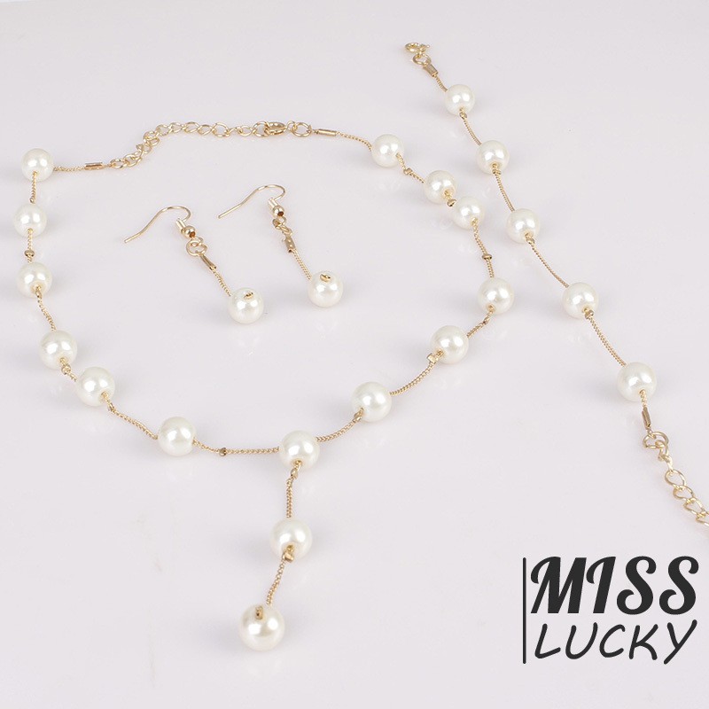 ❤Vòng cổ Và Đôi Khuyên Tai Ngọc Trai Thời Trang Cho Nữ