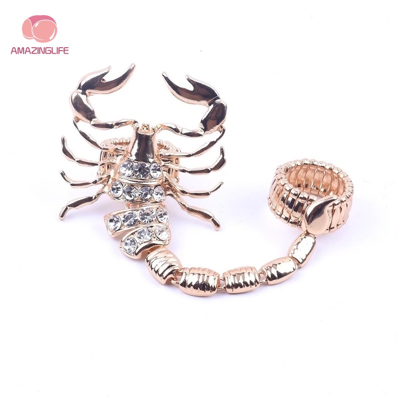 [Amazinglife] Nhẫn Hình Bọ Cạp Đính Pha Lê Lấp Lánh Phong Cách Punk Âu Mỹ