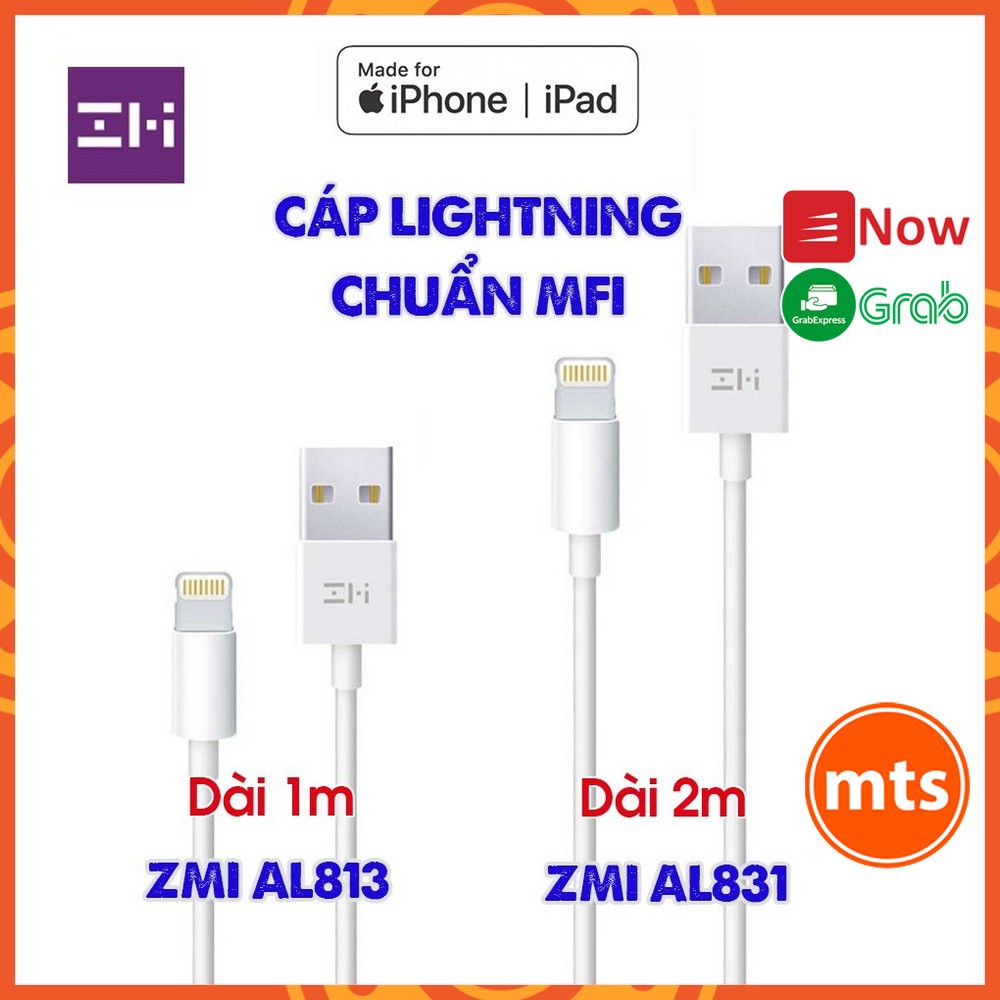 Cáp Lightning ZMI AL813 Dài 1m / AL831 Dài 2m dùng cho iPhone, iPad chuẩn MFi - Minh Tín Shop