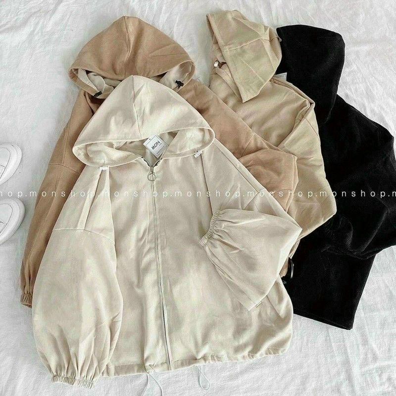 Jacket da lộn form rộng trơn 2 lớp - ảnh thật