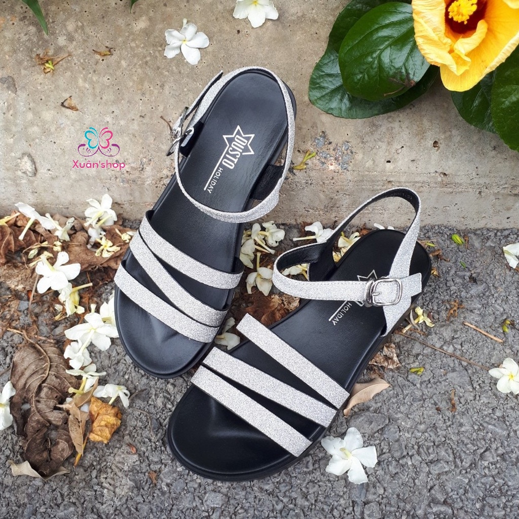 Sandal dusto chất da ánh kim, đế xuồng cao 4.5cm (có sẵn)