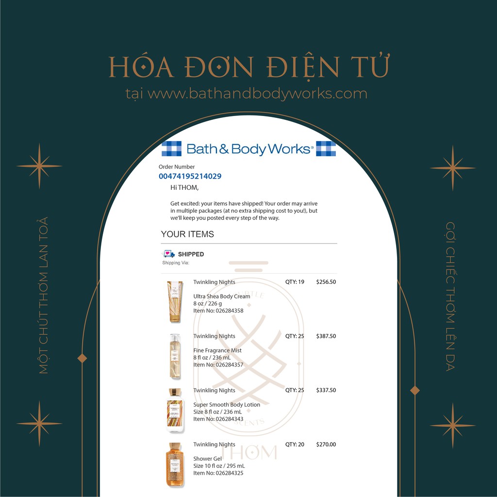 TWINKLING NIGHTS | Sản Phẩm Tắm Dưỡng Xịt Thơm Toàn Thân Bath &amp; Body Works