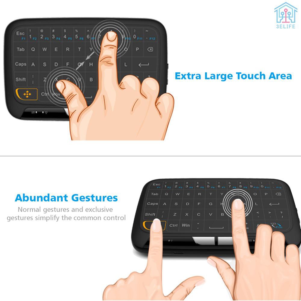 【E&V】H18 2.4GHz Wireless Keyboard Full Touchpad Remote Control Keyboard Mouse Mode with Large Touch Pad Vibration Feedback for Smart TV Android TV Bo