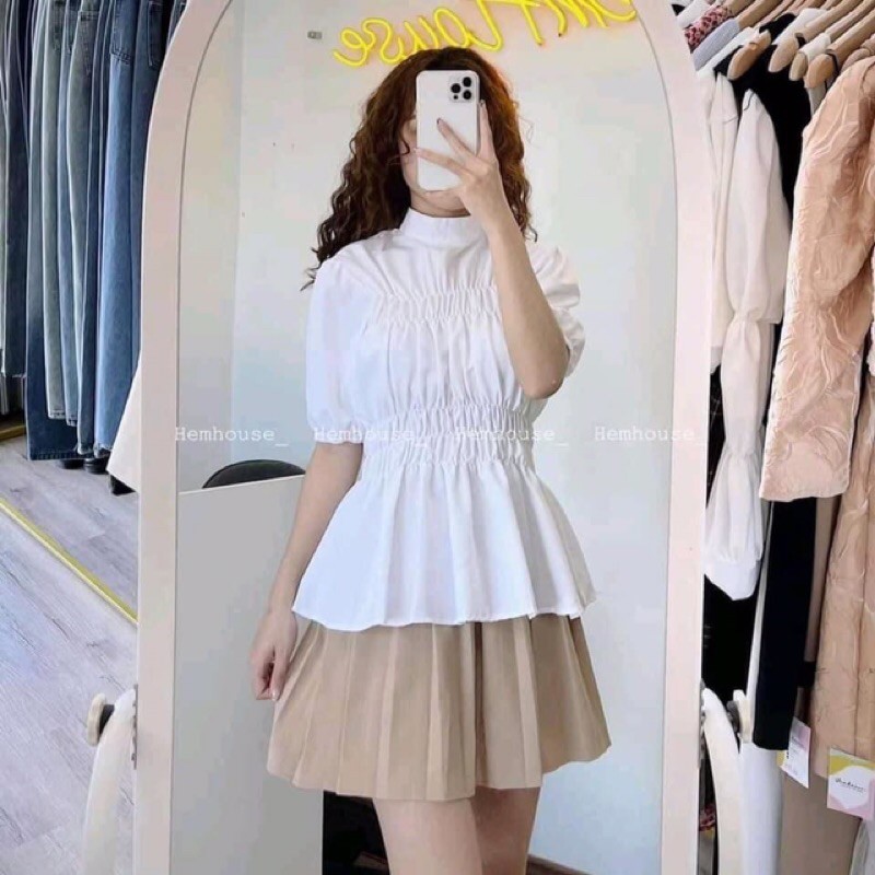 Áo đũi+ chân váy xếp li