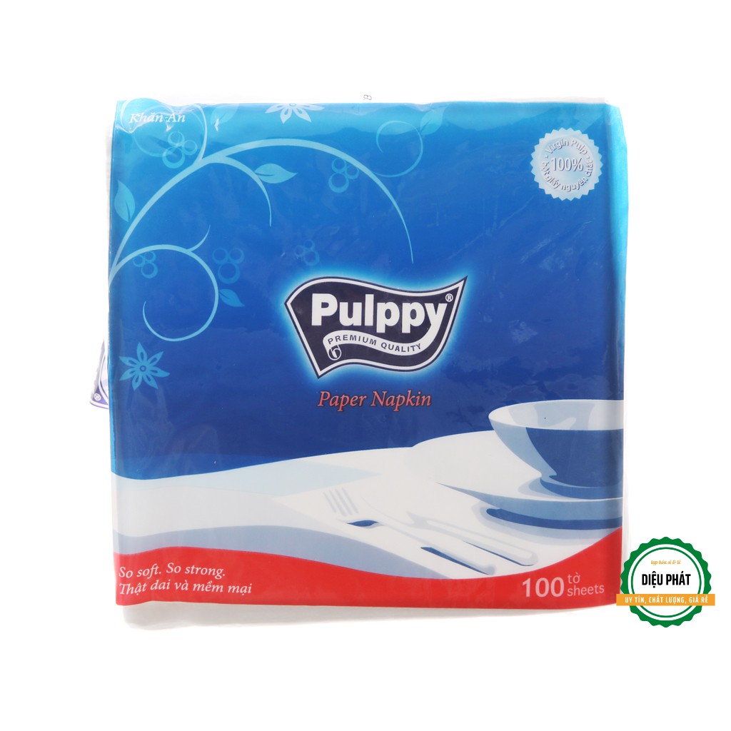 ⚡️ Giấy Vuông, Khăn Giấy Ăn Pulppy 1 Lớp Gói 100 Tờ