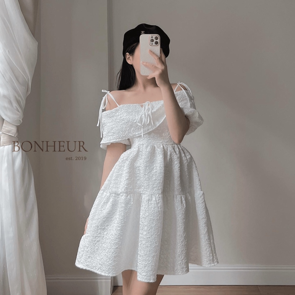 Đầm Xốp Trễ Vai Dáng Xòe Siêu Dễ Thương UP hhp (Mẫu Mới)