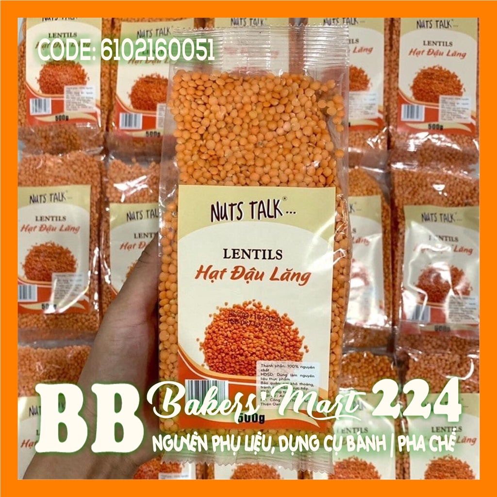 Hạt ĐẬU LĂNG ĐỎ Lentils hiệu NUTS TALK - 1 gói 500gr