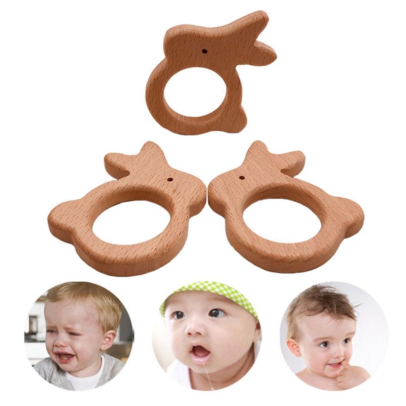 Đồ Chơi Nhai Gặm Bằng Gỗ Sồi Mềm Mại Hình Thỏ Dễ Thương Dành Cho Bé