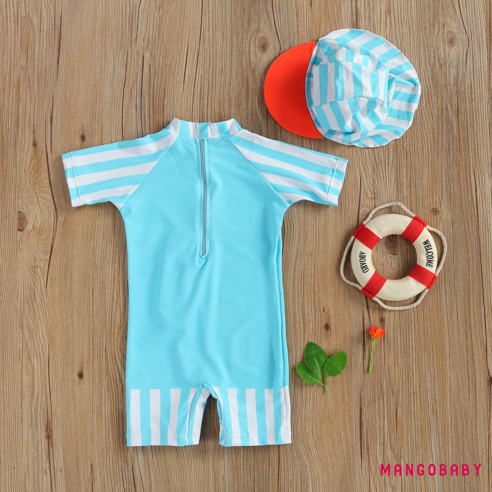 Set đồ bơi ngắn tay thiết kế cổ tròn in hoạt hình khủng long dễ thương cho bé