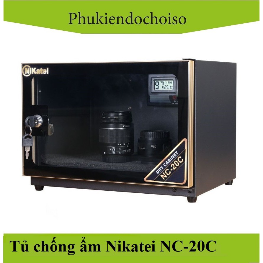 Tủ chống ẩm Nikatei NC-20C- Gold  (Dung tích 20 lít)-China . Tặng 01 bộ vệ sinh máy ảnh 8 in 1