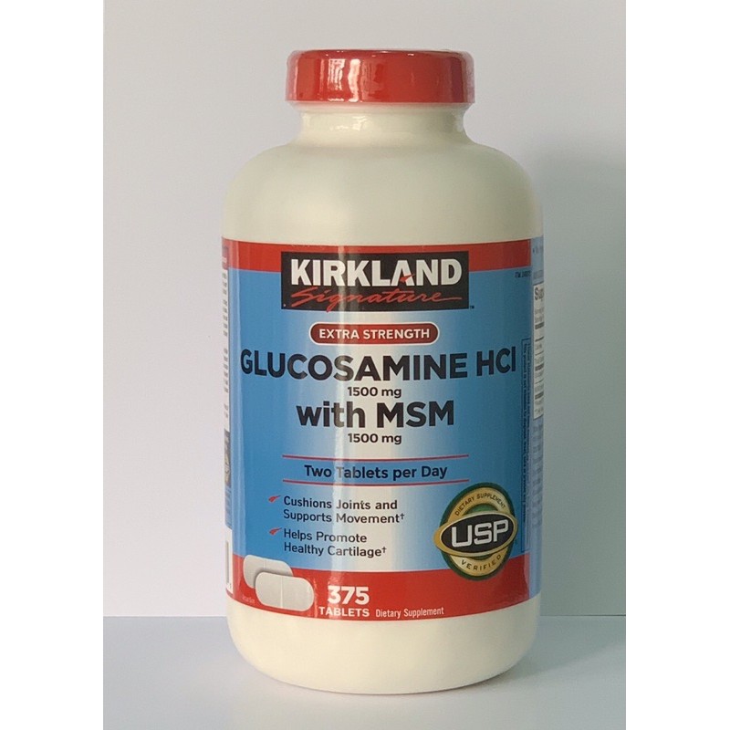 (Date T4/2024) Viên Uống Bổ Khớp Glucosamine HCL 1500mg  With MSM 1500mg glucosamine Kirkland 375 Viên