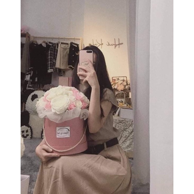Giỏ hoa sáp thơm cao cấp mix lụa to quà 20/10