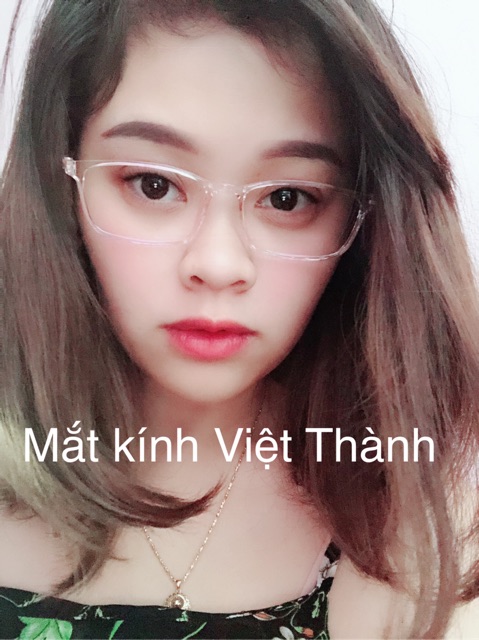 mắt kính cận gọng nhựa dẻo vuông hồng kính công sở nhẹ nhàng trong suốt klính trắng da