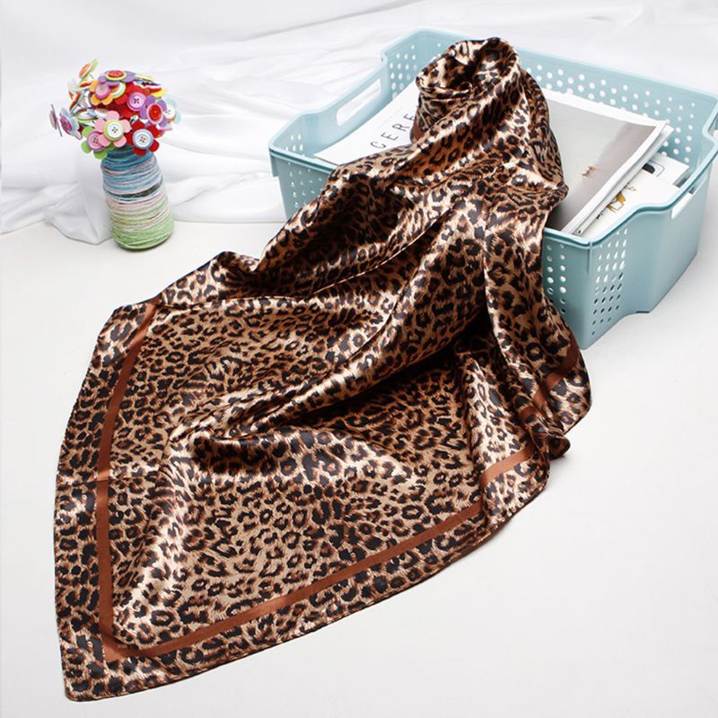 Khăn Quàng Cổ Giả Lụa In Họa Tiết Da Báo Phong Cách Vintage Thanh Lịch Dành Cho Nữ
