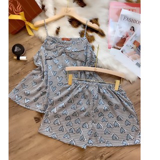 Bộ ngủ lụa hai dây thắt nơ cao cấp