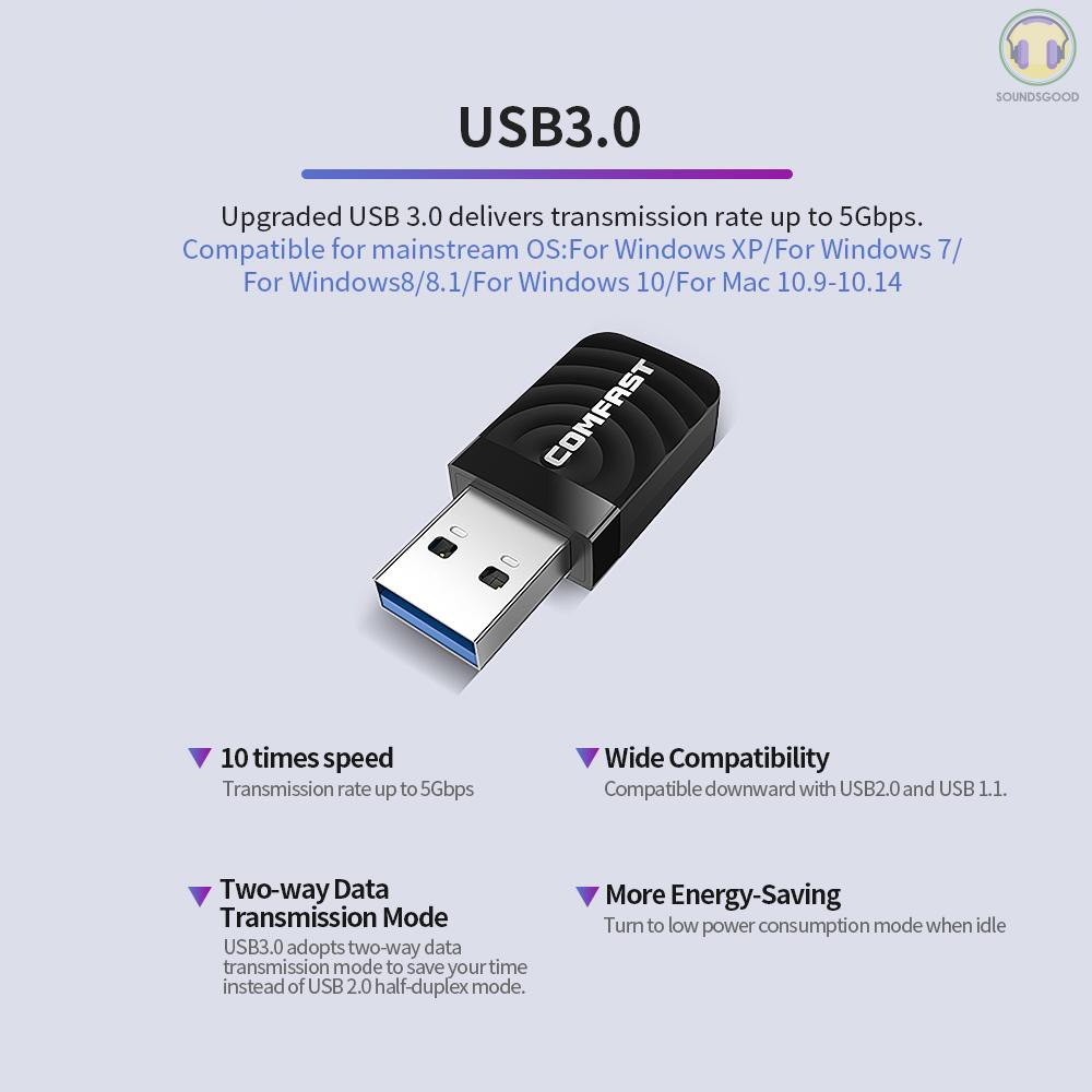 USB thu phát sóng wifi Comfast Cf-812Ac 2.4g 5.8ghz