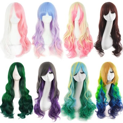 SSINGSTORE (15 Màu) Wig Tóc giả xoăn nhiều màu highlight dùng để Cosplay nhân vật hoạt hình phong cách Lolita