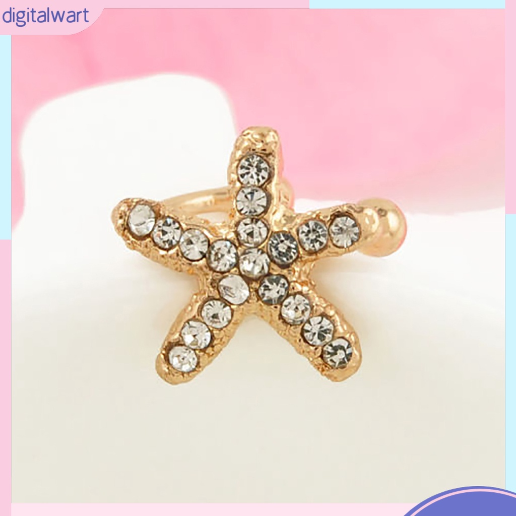 Khuyên kẹp vành tai hình sao biển/trái tim đính đá thanh lịch