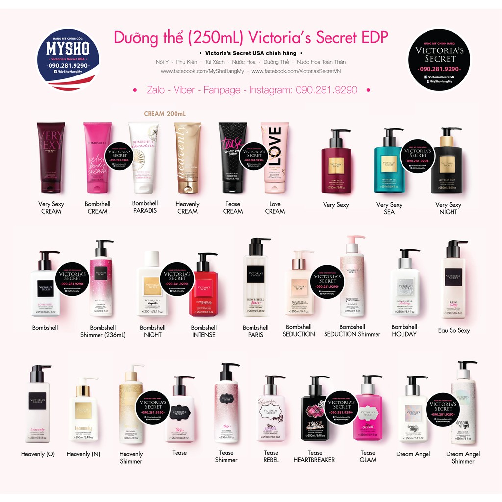 Dưỡng thể Bombshell Seduction hương nước hoa, 250mL từ Victoria's Secret USA