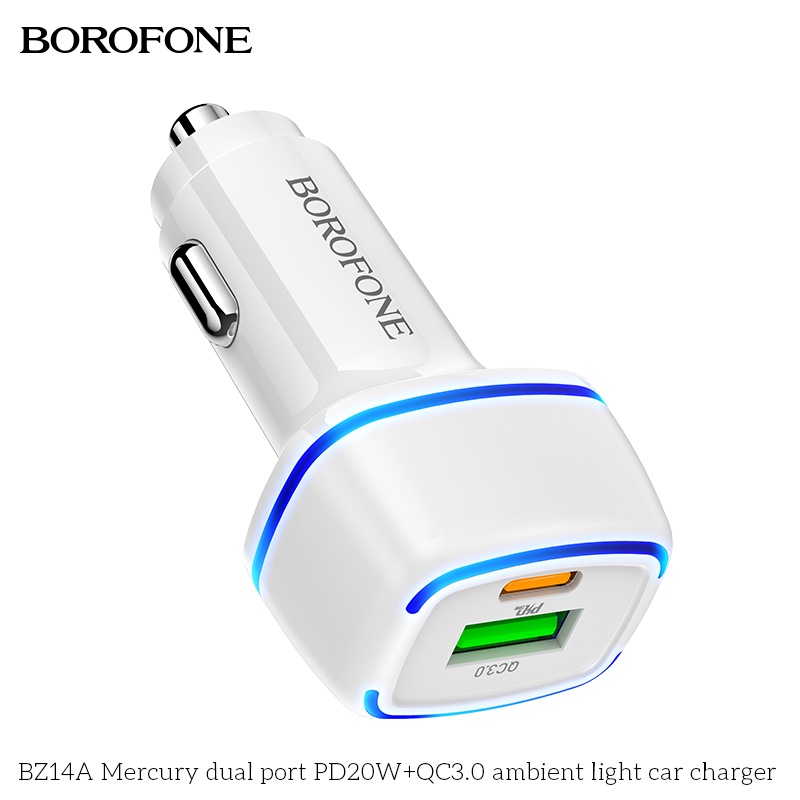 Tẩu sạc nhanh ô tô Type C BOROFONE ❗XẢ KHO❗ Cốc sạc nhanh ô tô 2 cổng USB - Type C - PD20W, QC3.0