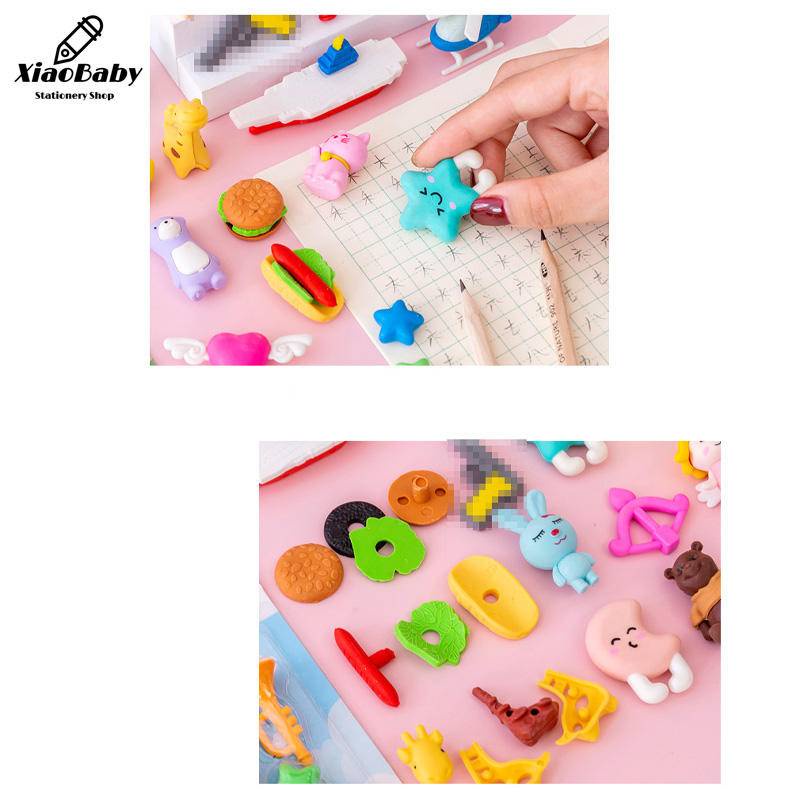 1 Bộ Gôm Tẩy Hình Động Vật Hoạt Hình Mini Bằng Cao Su Dành Cho Học Sinh