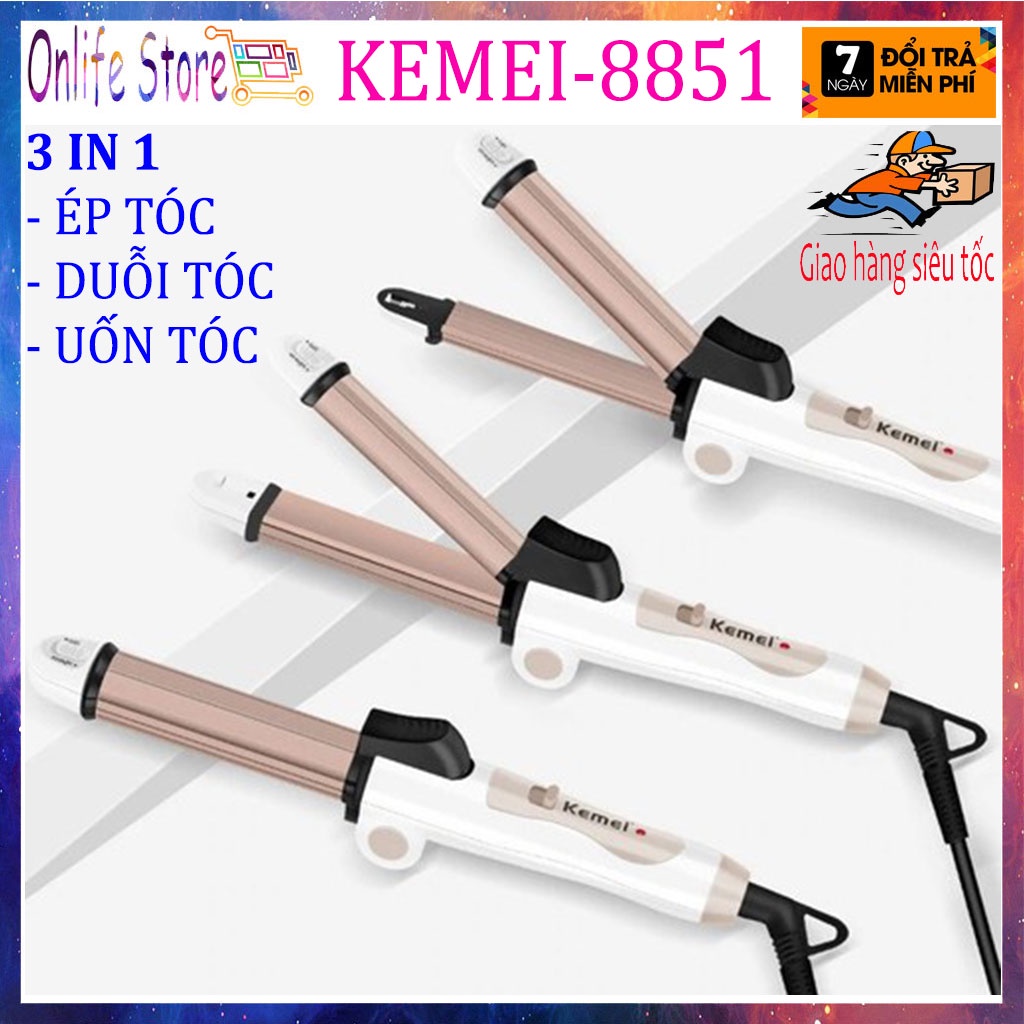 Máy duỗi tóc kiêm dập xù Kemei-8851 gấp gọn đa năng - Uốn tóc nam - nữ giá rẻ, dễ dàng sử dụng