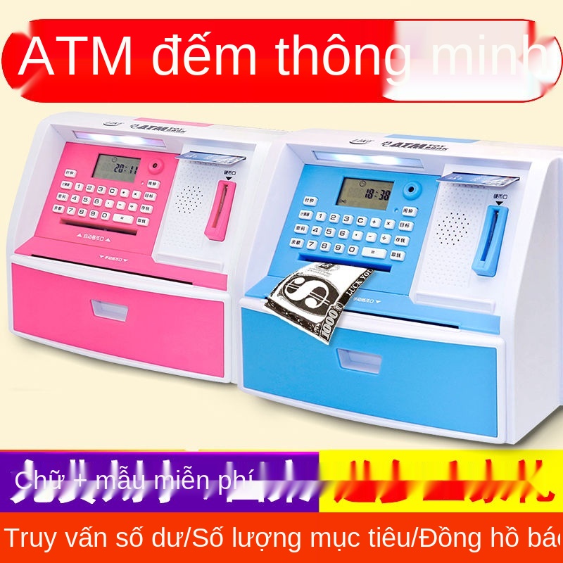 ATM tự động cho trẻ em Con heo đất rút tiền Máy gửi Tiết kiệm và Hộp mật khẩu an toàn Douyin sáng tạo Màu đỏ