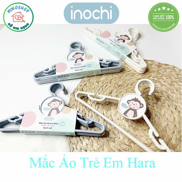 [Sét 5] Móc Áo Trẻ Em Bền Đẹp, Móc Quần Áo Nhựa Hara 188 Inochi Chính Hãng