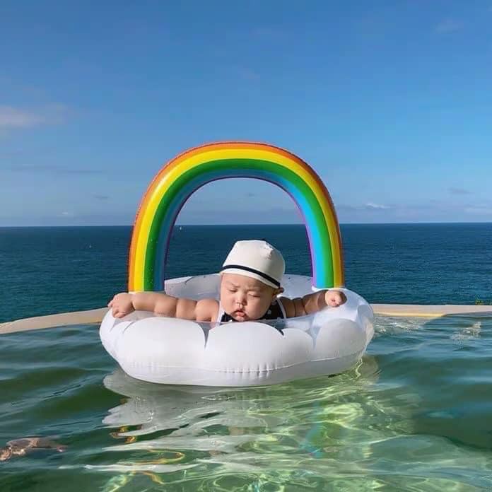 Phao bơi cho bé chống lật hình cầu vồng có lót ghế an toàn MiibooShi SD1878