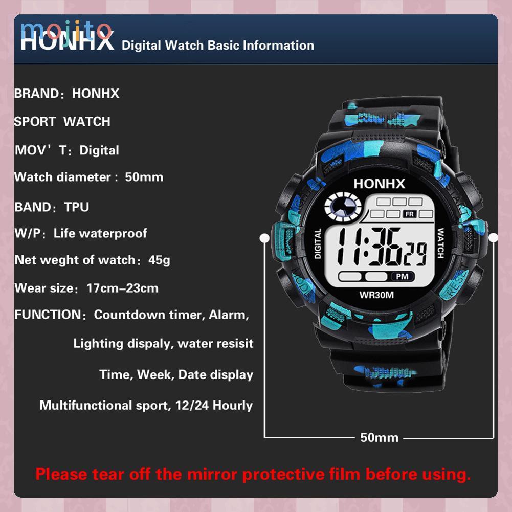 MOJITO Fashion Men Waterproof Wristwatch LED Camouflage Sports Electronic Watch