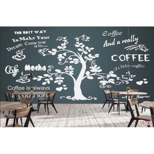 [HÀNG CAO CẤP] Decal dán tường, tranh dán tường 3d, trang trí quán trà sữa, trà chanh bám dính tốt, độ bền cực cao