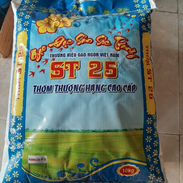 Gạo ST25 Dẻo Thơm Ngon (bao 10kg siêu thị có bán )