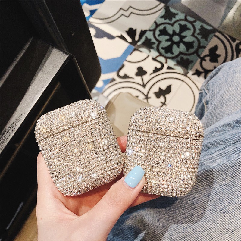 Luxury 3D Bling diamonds hard case for Apple Airpods 1 2 protective Wireless Bluetooth Earphone cover