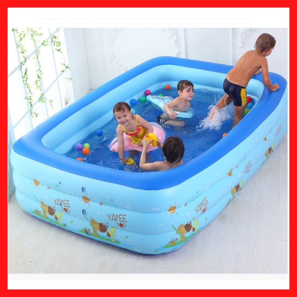 Bể bơi thành cao cho bé 3 tầng hồ phao trẻ em bơm hơi tại nhà chống trượt bền bỉ an toàn cho bé smartlife.86