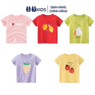 Áo thun bé gái ngắn tay 27Kids áo cộc nữ 100% Cotton cho trẻ từ 2