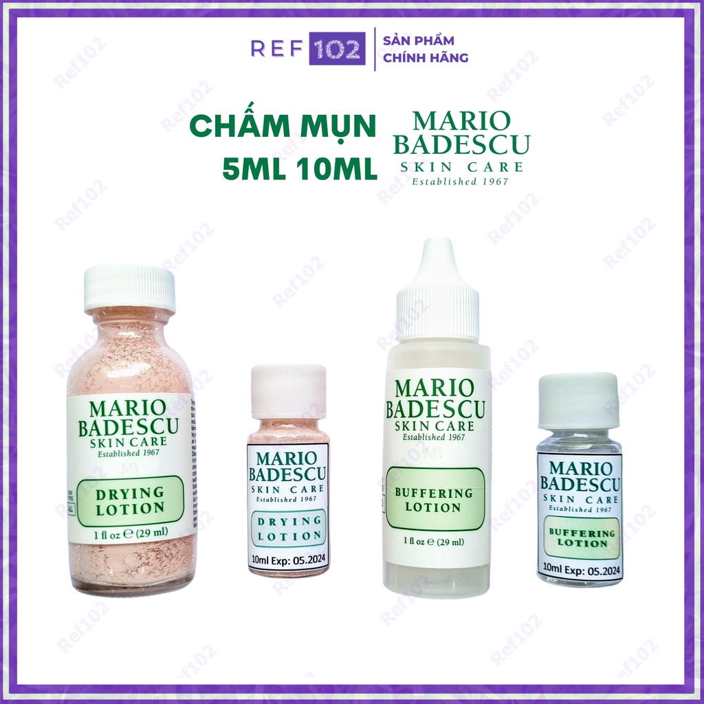 Dung dịch chấm mụn Mario Badescu Drying Hồng và Lotion Trắng