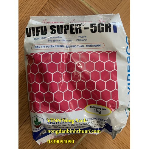 VIFU SUPER 5GR đặc trị tuyến trùng trừ sâu tuyến trùng côn trùng gây hại trong đất gói 1 kg - vifu super 5gr