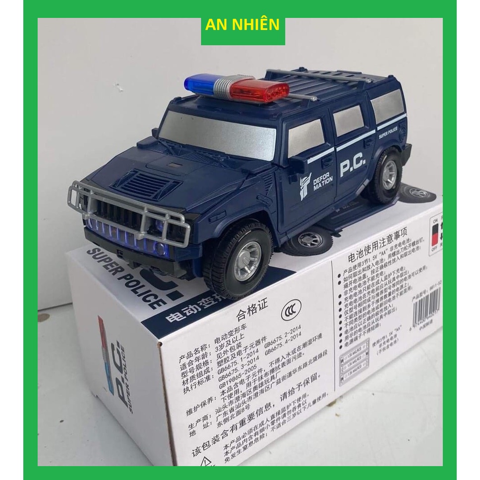 Đồ chơi xe ô tô cảnh sát biến hình Robot có đèn nhạc, đồ chơi giá rẻ ANNHIEN - DC11