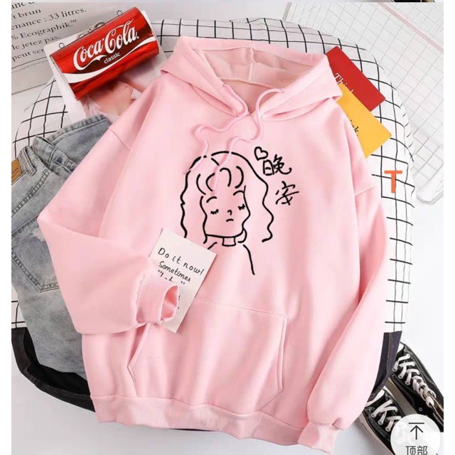 [FREESHIP ĐƠN TỪ 50K] Áo hoodie cô gái nhắm mắt chữ Tàu DTR1119