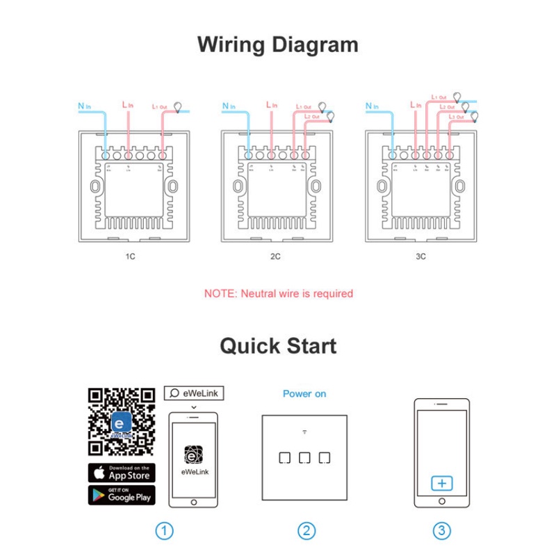 Có sẵn Thông Minh Chuyển Đổi SONOFF T03C-TX WIFI 3/ 2/ 1 Băng Đảng Thông Minh Bảng Điều Khiển T0 Trắng  COD