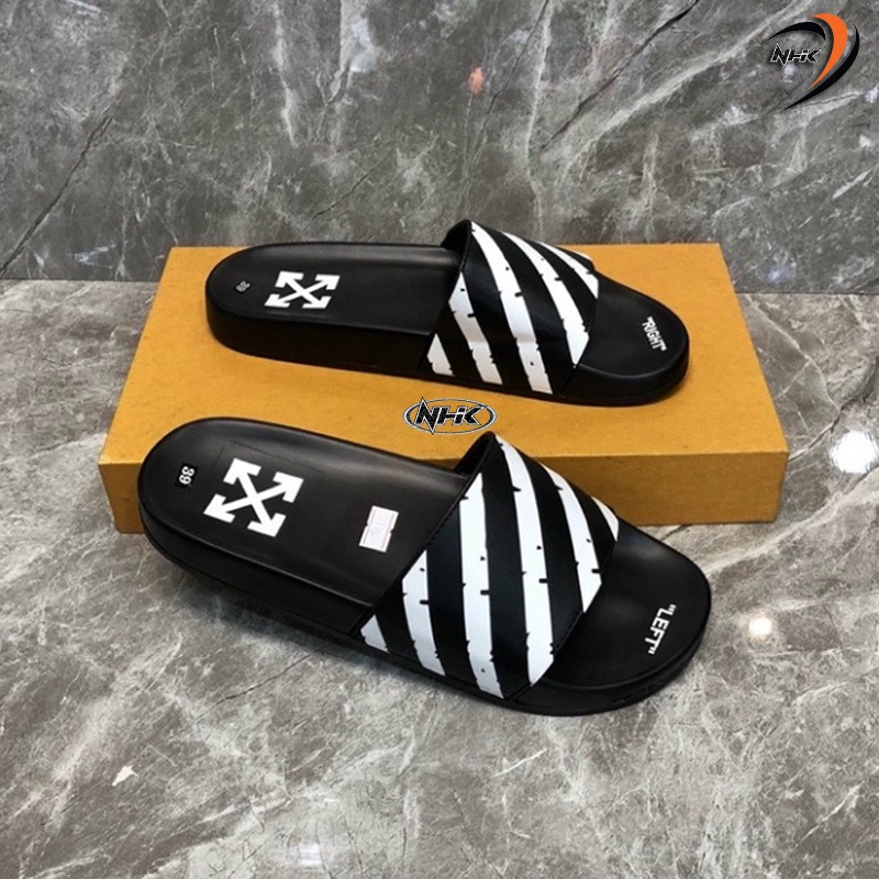 [MẪU MƠI] DÉP OFF WHITE SỌC DƯA TRẮNG ĐEN ĐẾ CHỐNG TRƠN TRƯỢT KHÔNG THẤM NƯỚC (1868 Chất Shop NHK)