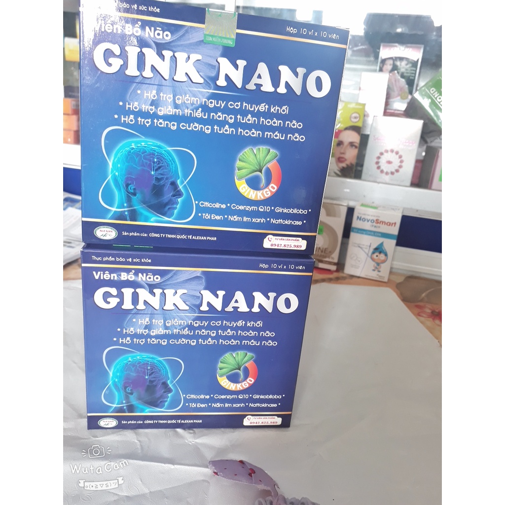 Viên uống bổ não GINK NANO, hỗ trợ hoạt huyết, tăng cường tuần hoàn máu não, giảm đau đầu, hoa mắt, chóng mặt, mất ngủ