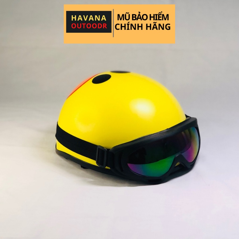 Mũ Bảo Hiểm Vịt Vàng Cute Gắn Chong Chóng kèm Kính Phi Công Havana Store |Nhựa ABS Độ Bền Cao - BH 6 Tháng